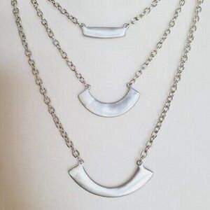Banana Republic Silver Layered Necklace triple strand
